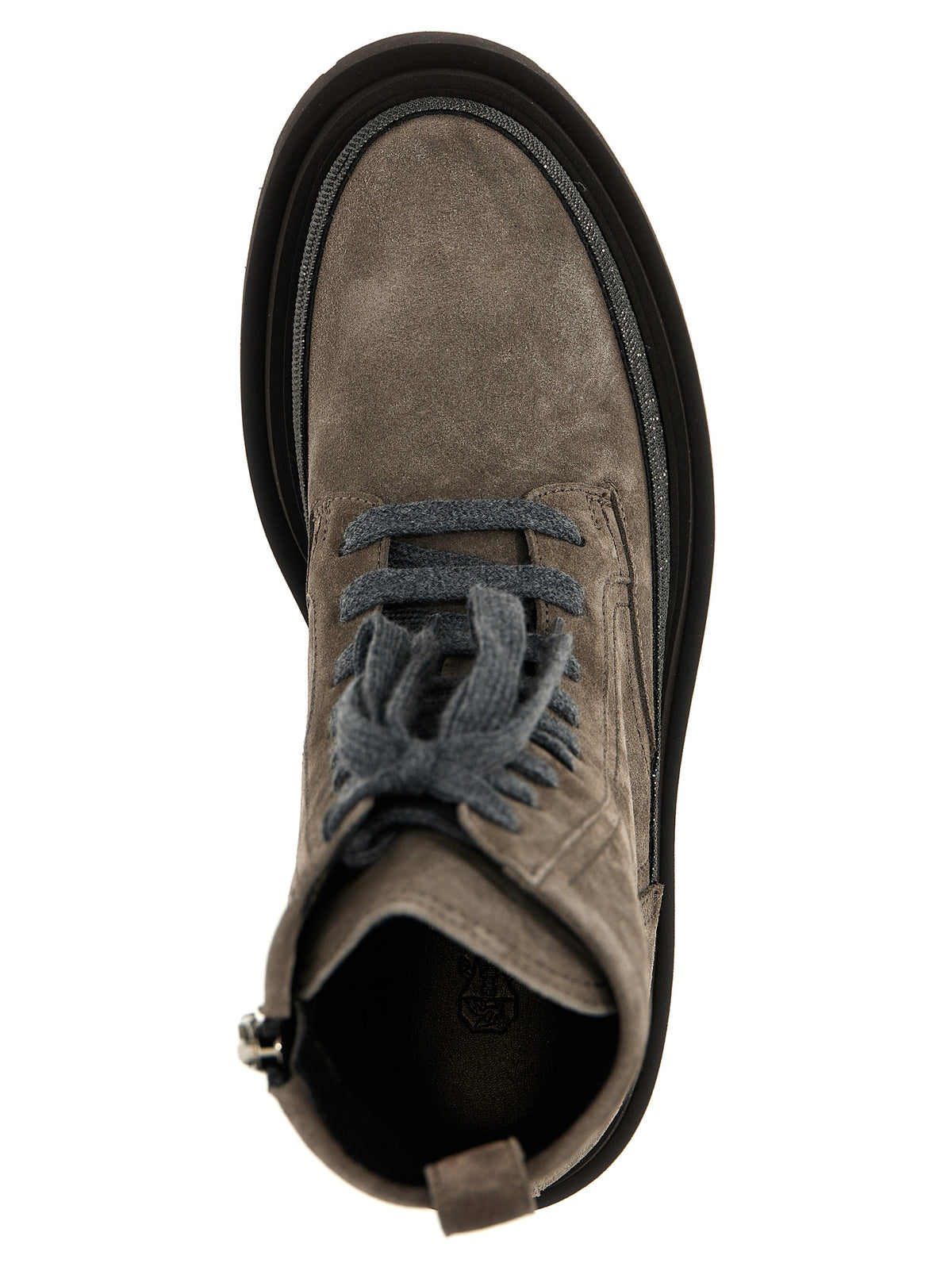 Bottines en cuir grises Brunello Cucinelli