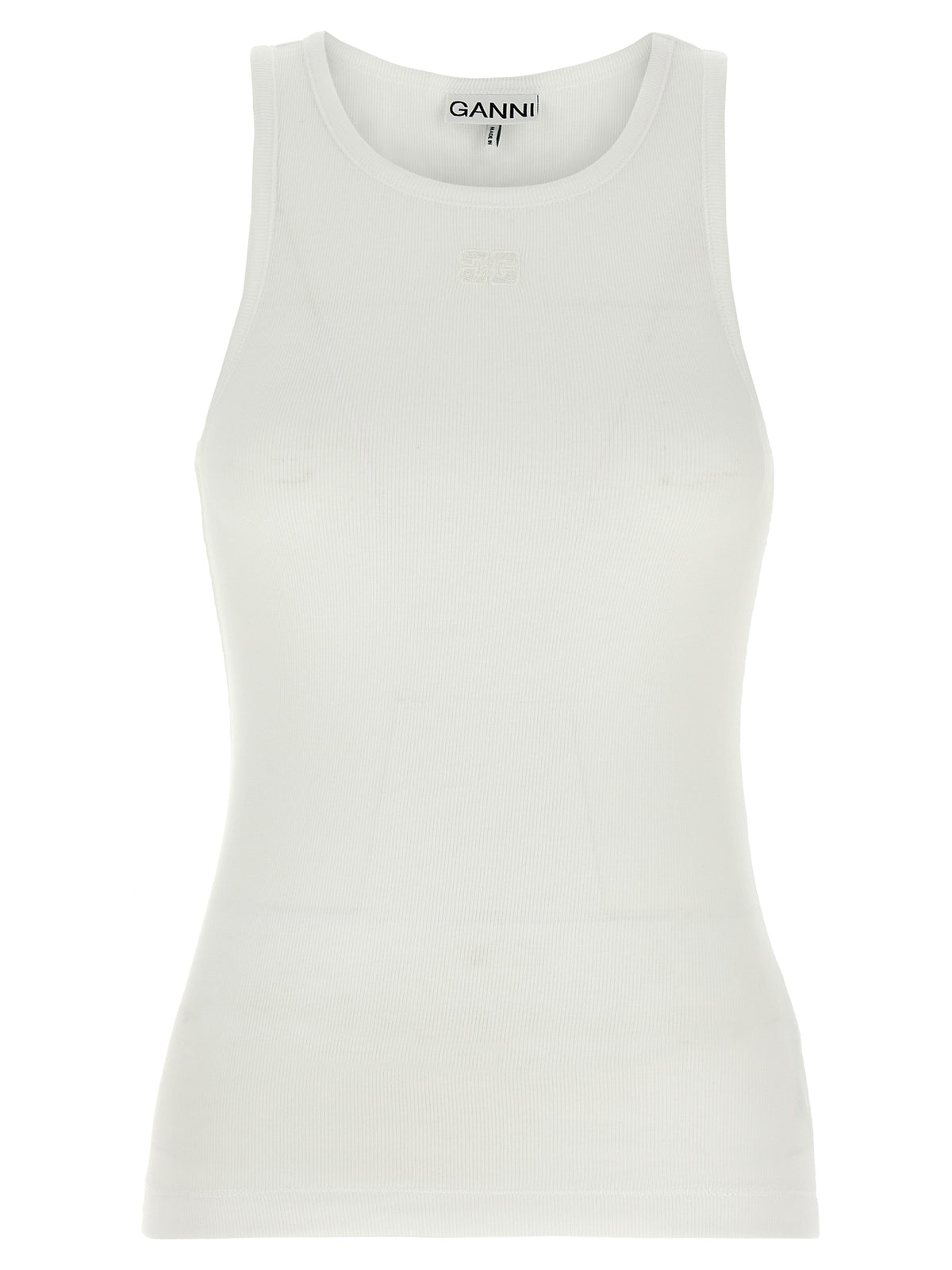 T-shirt sans manches en coton biologique blanc Ganni
