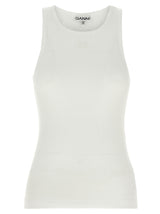 T-shirt sans manches en coton biologique blanc Ganni