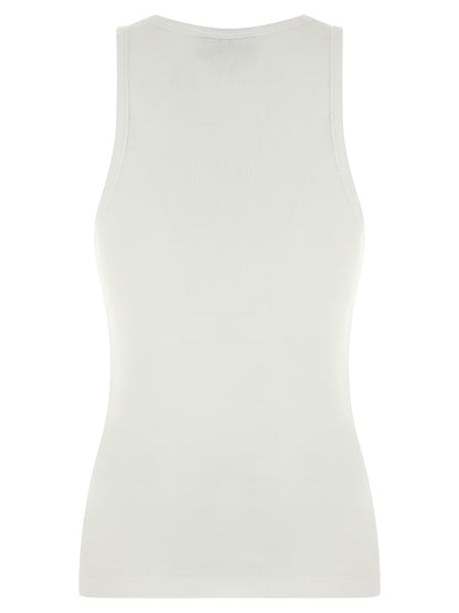 Ganni White Organic Cotton Sleeveles T-Shirt