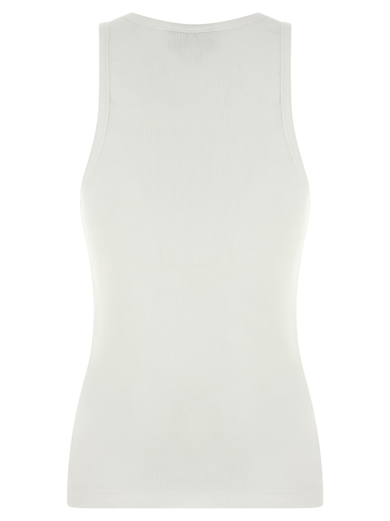 T-shirt sans manches en coton biologique blanc Ganni