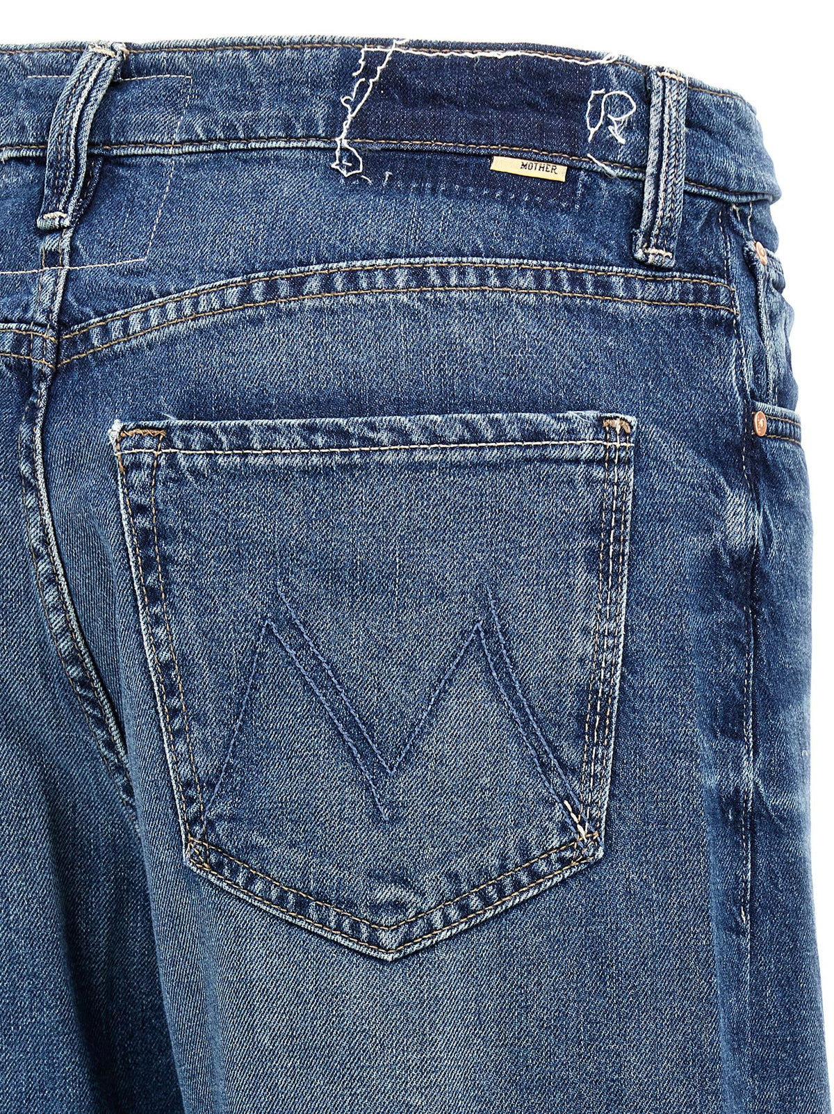 Jean droit en coton bleu Mother Denim