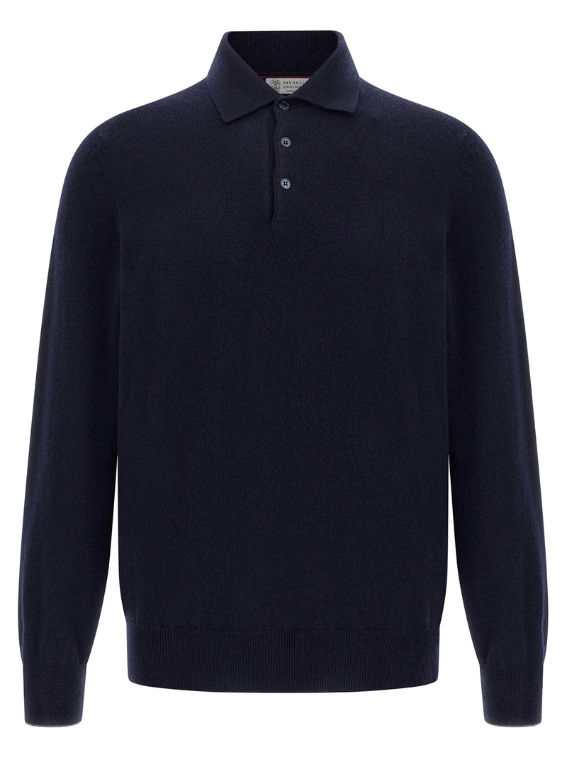 Brunello Cucinelli Polo en cachemire bleu