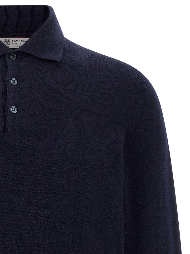 Brunello Cucinelli Polo en cachemire bleu