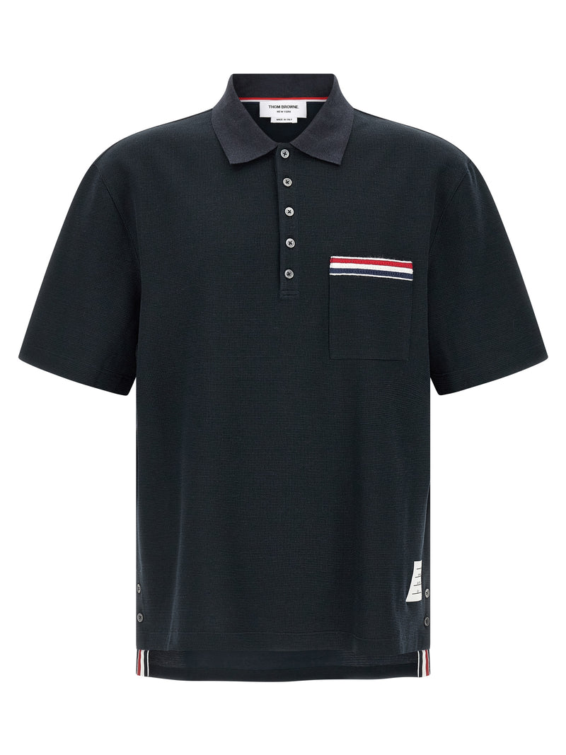 Polo bleu en coton Thom Browne