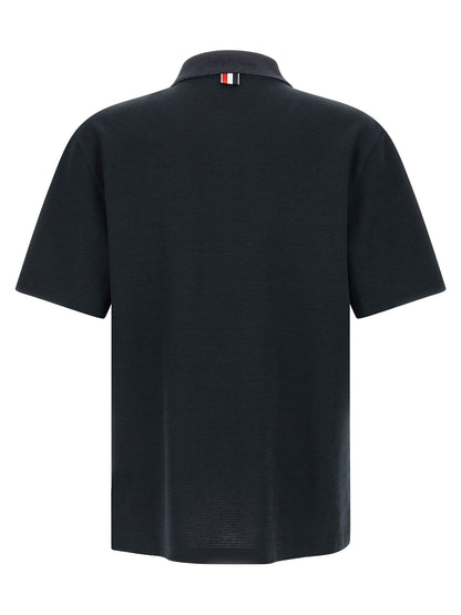 Thom Browne Blue Cotton Polo Shirt