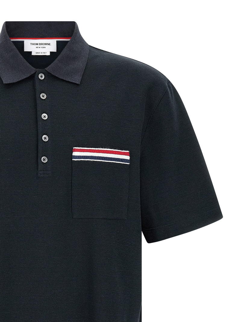 Polo bleu en coton Thom Browne