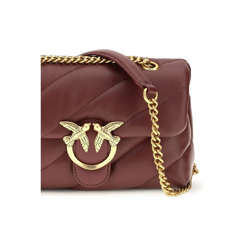 Sac bandoulière PINKO Bos Taurus en cuir de veau bordeaux