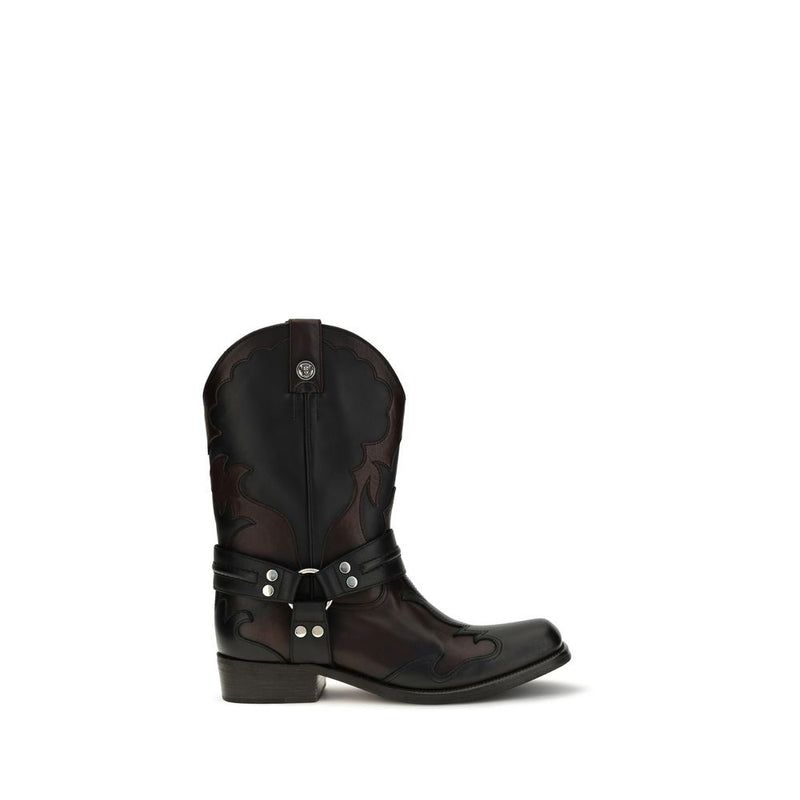 Bottes Versace en cuir de veau noir Bos Taurus