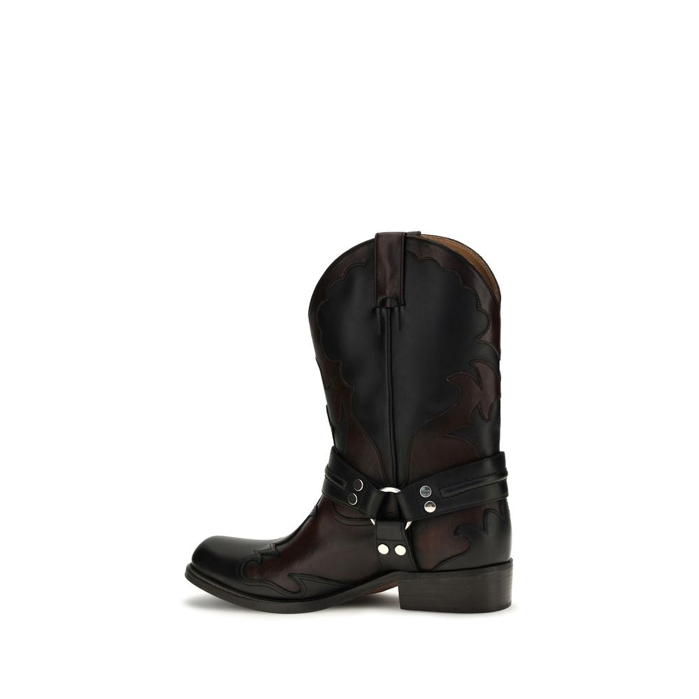 Bottes Versace en cuir de veau noir Bos Taurus