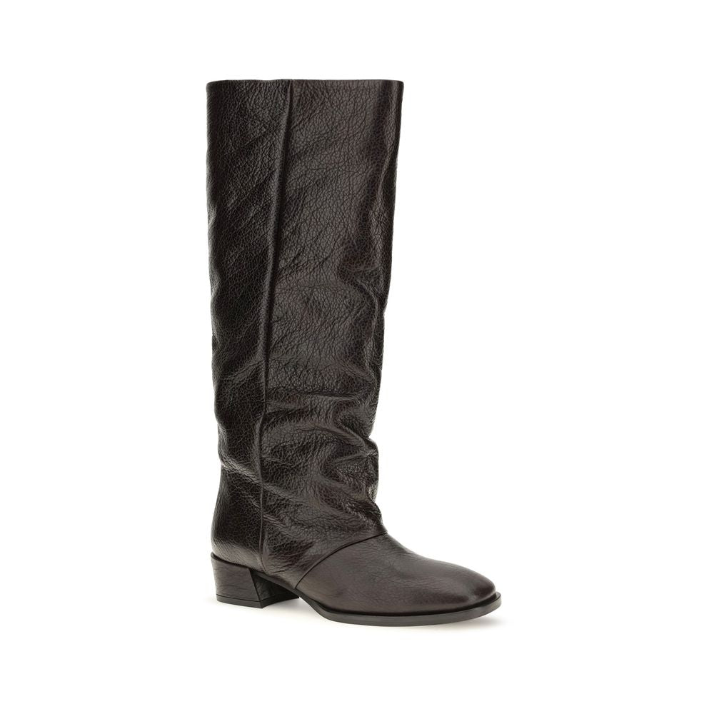 Bottes plates P.A.R.O.S.H. en cuir de veau marron Bos Taurus
