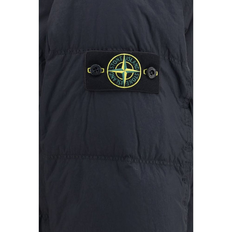 Doudoune longue Stone Island bleu en duvet d'oie