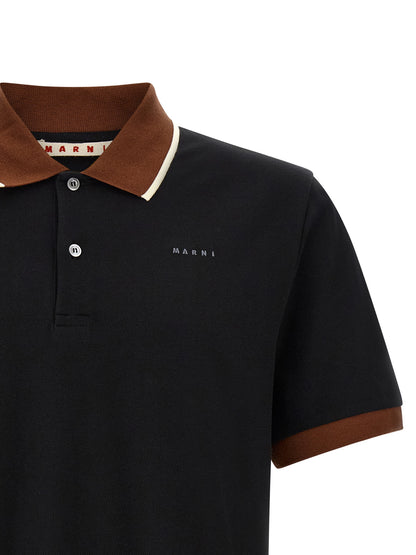 Marni Black Cotton Polo Shirt