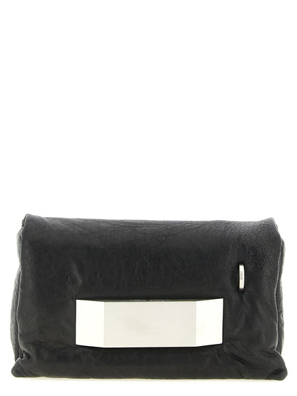 Rick Owens Black Lamb Leather Clutch Bag