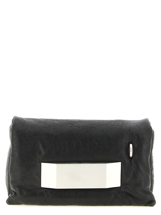 Pochette en cuir d'agneau noir Rick Owens