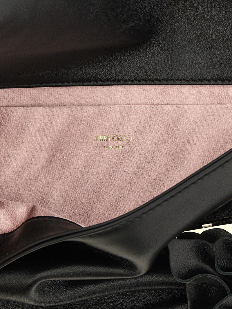 Pochette en cuir d'agneau noir Jimmy Choo