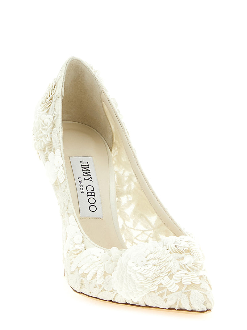Escarpins Jimmy Choo beiges en Tencel à talons hauts