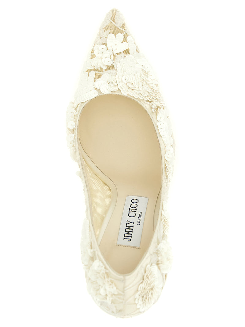 Escarpins Jimmy Choo beiges en Tencel à talons hauts