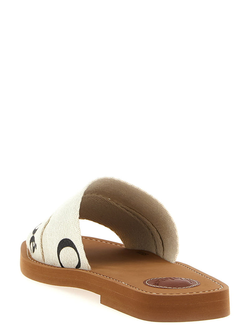 Sandales plates Chloé en lin blanc