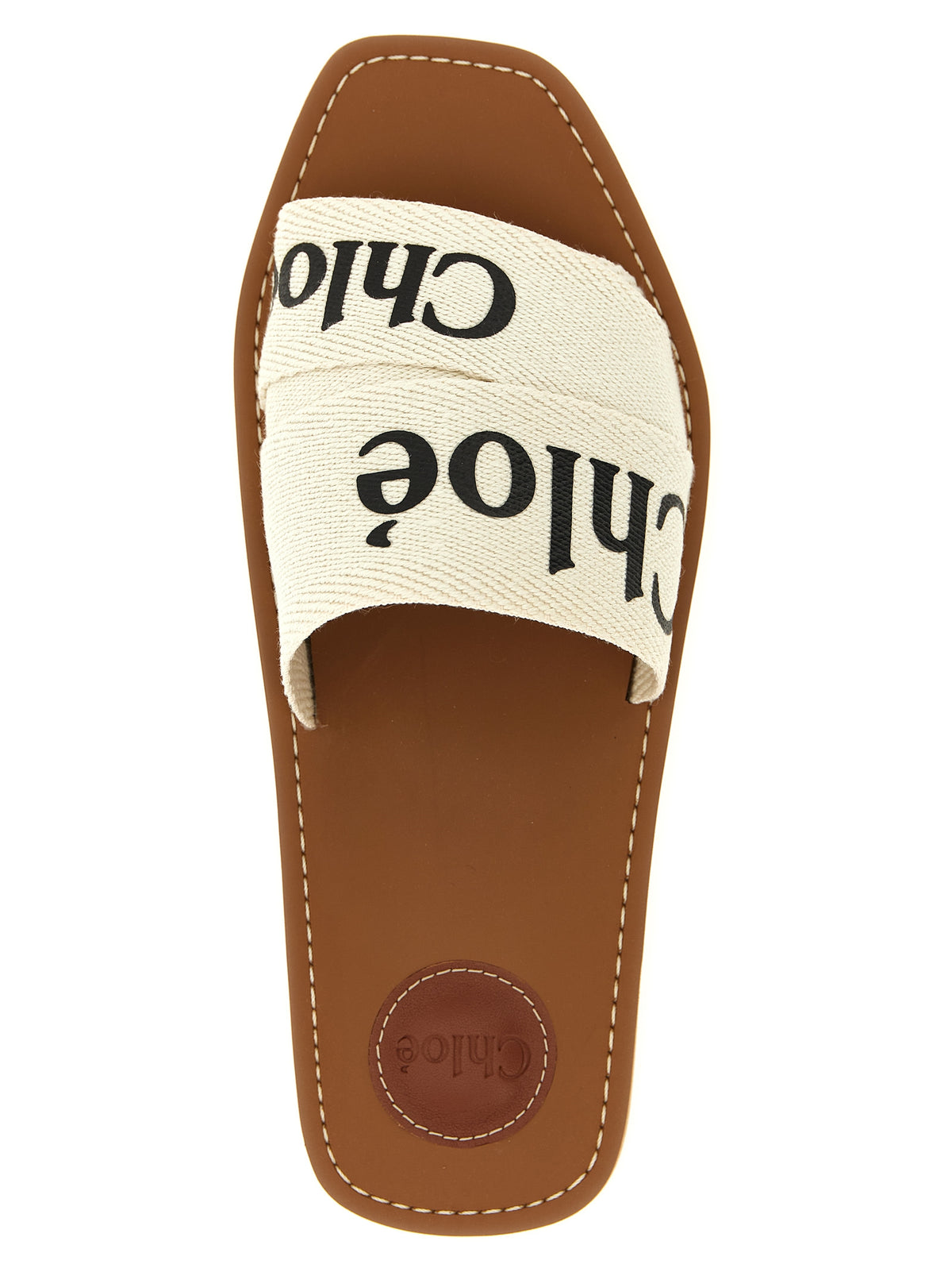 Chloé White Linen Flat Sandals