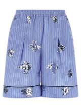 LE TWINS Bermuda en coton bleu