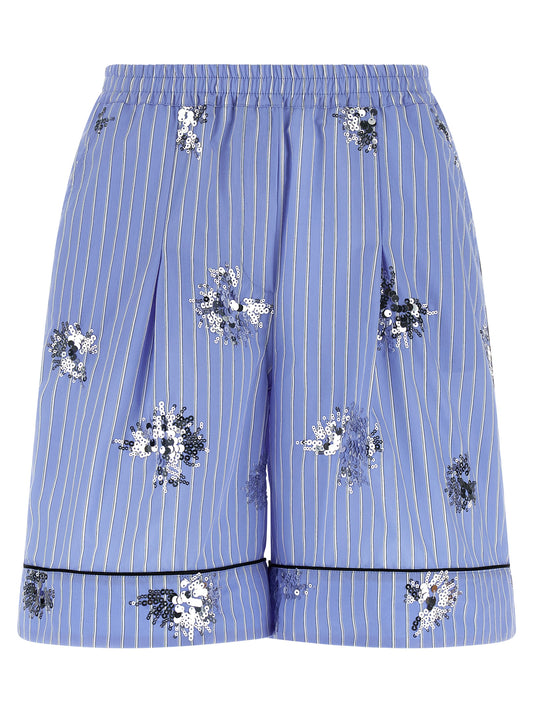 LE TWINS Bermuda en coton bleu
