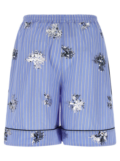 LE TWINS Blue Cotton Bermuda Shorts
