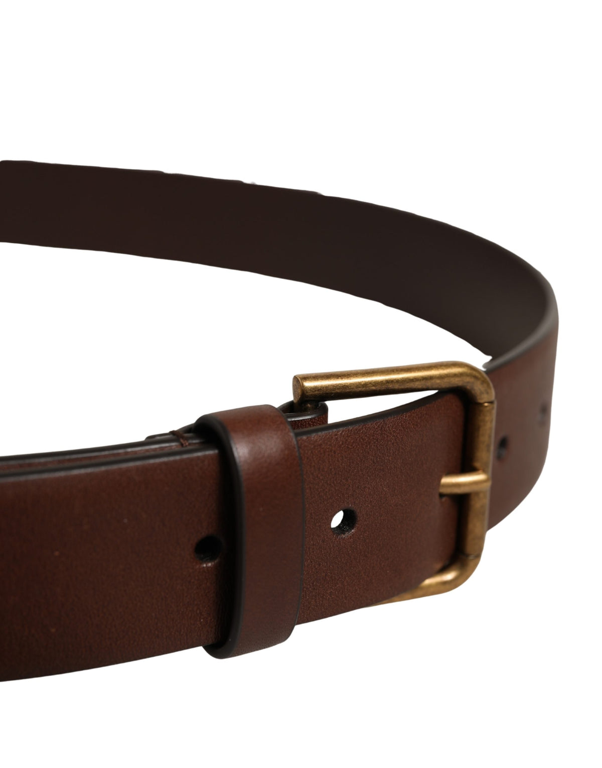 Ceinture Dolce & Gabbana en cuir marron avec boucle mousqueton dorée pour homme