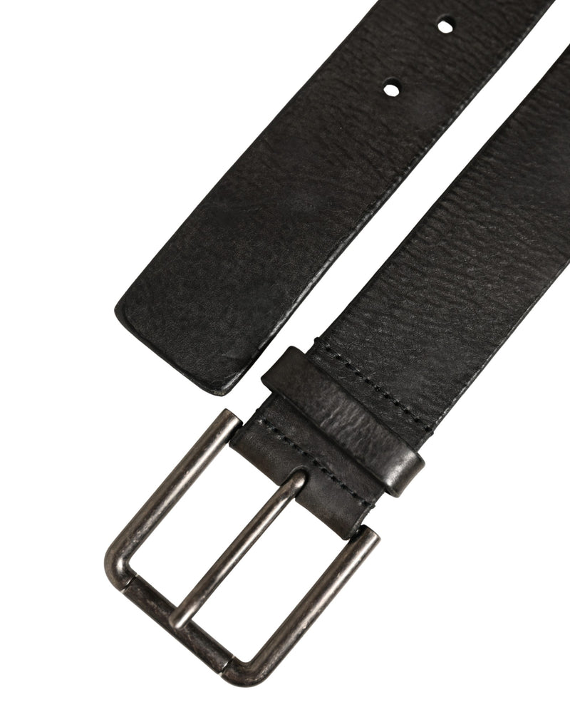 Ceinture homme Dolce & Gabbana en cuir noir avec boucle en métal brossé