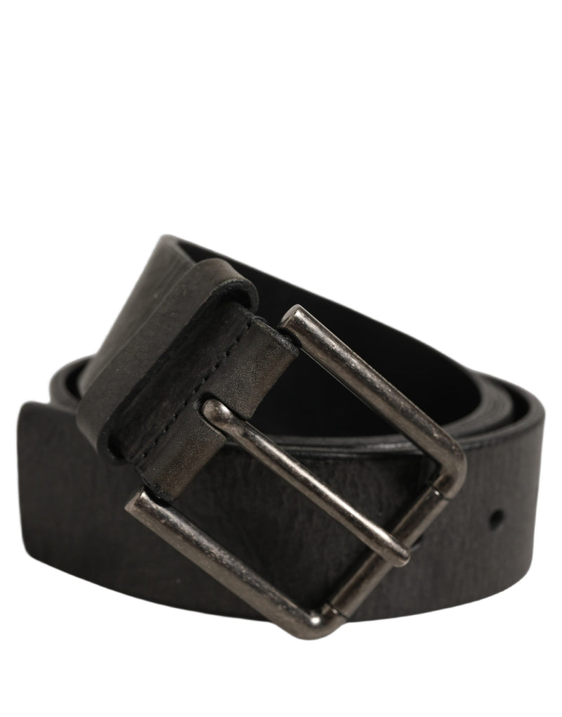 Ceinture homme Dolce & Gabbana en cuir noir avec boucle en métal brossé