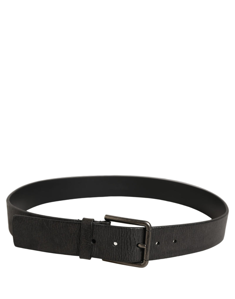 Ceinture homme Dolce & Gabbana en cuir noir avec boucle en métal brossé