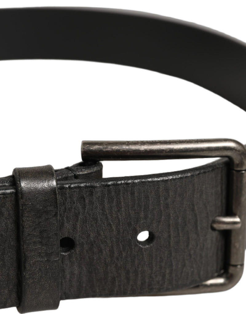 Ceinture homme Dolce & Gabbana en cuir noir avec boucle en métal brossé