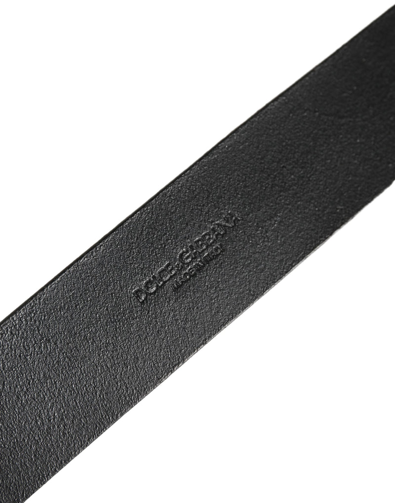 Ceinture homme Dolce & Gabbana en cuir noir avec boucle en métal brossé