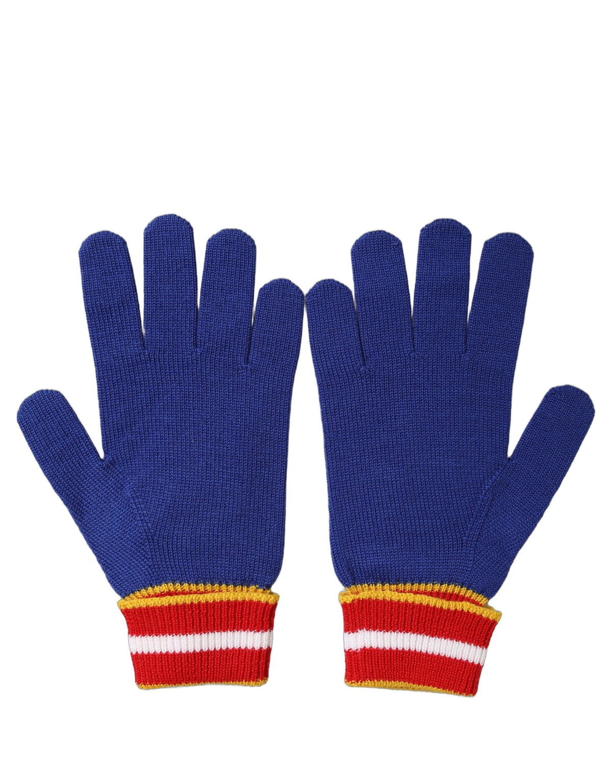 Gants Dolce & Gabbana en Laine Rayée Bleue avec Logo DG Brodé