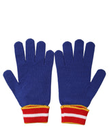 Gants Dolce & Gabbana en Laine Rayée Bleue avec Logo DG Brodé