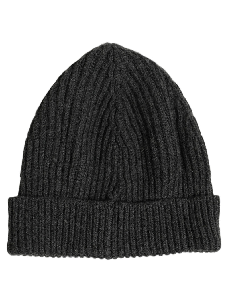Bonnet en maille côtelée 100 % laine Dolce & Gabbana gris anthracite taille unique pour homme