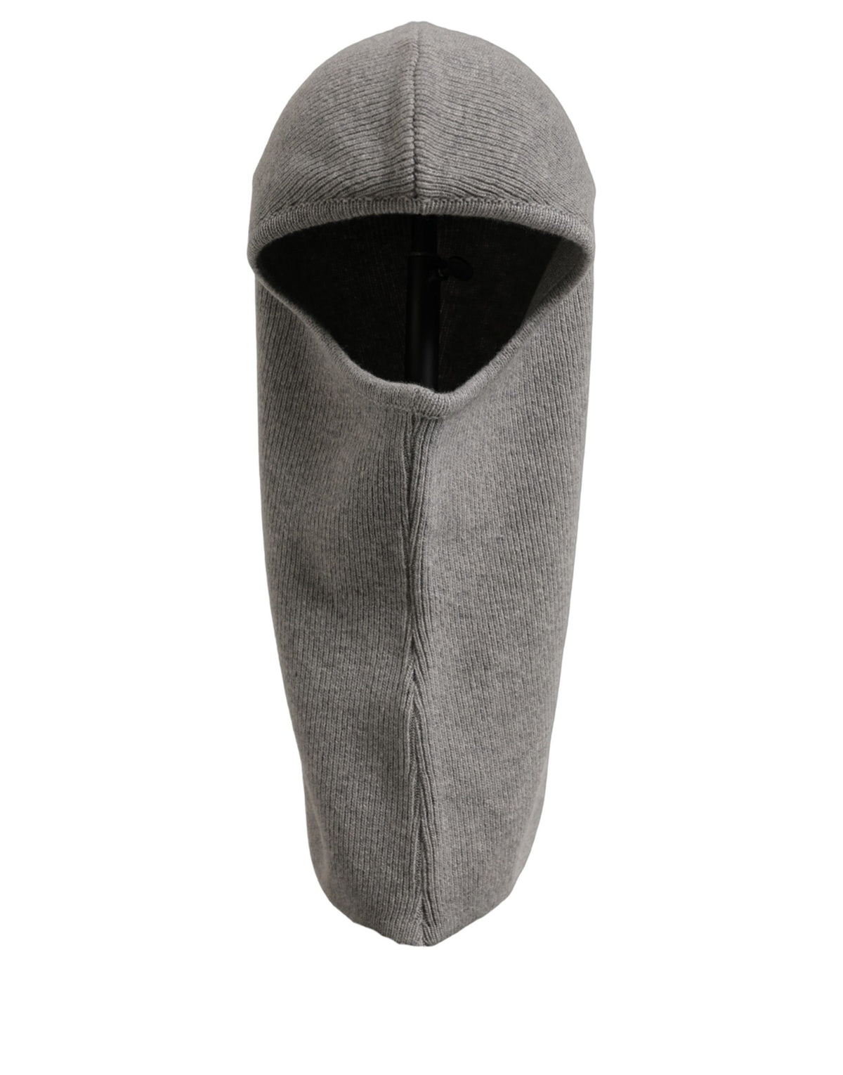 Dolce & Gabbana Homme Cagoule Bonnet Écharpe Tricot Côtelé Laine Grise Taille Unique