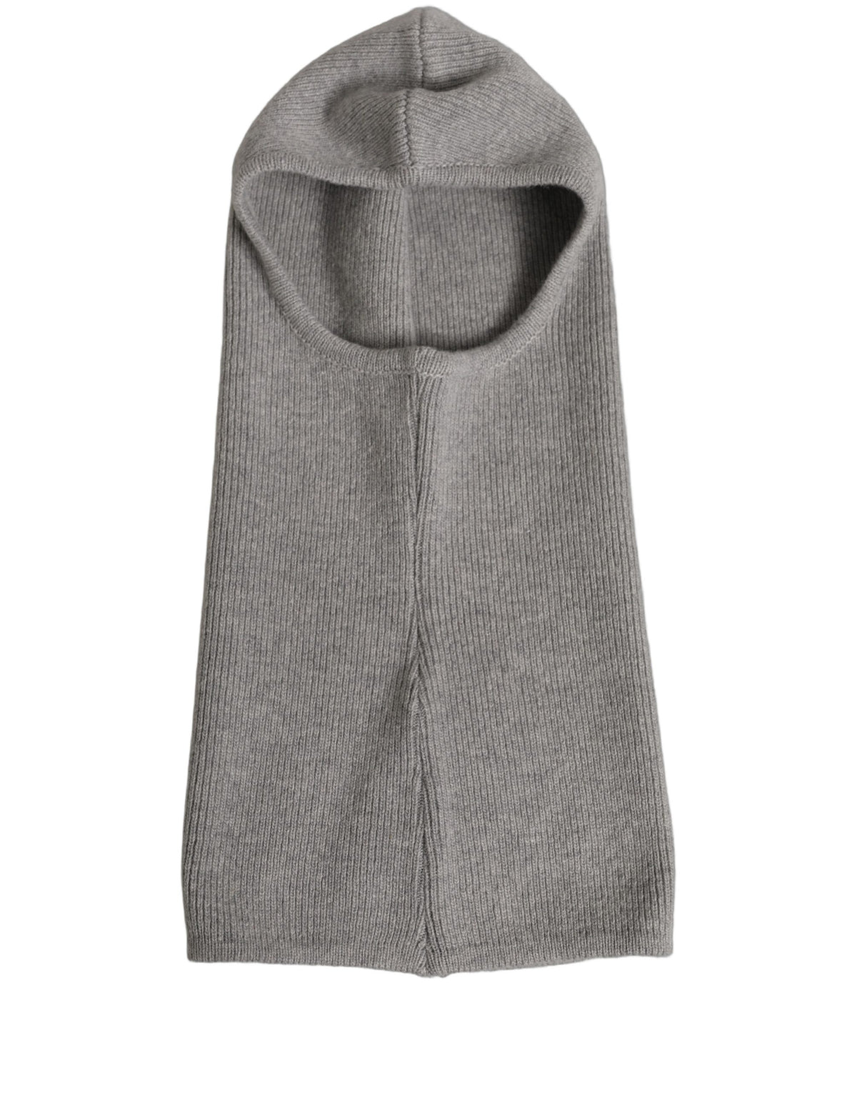 Dolce & Gabbana Homme Cagoule Bonnet Écharpe Tricot Côtelé Laine Grise Taille Unique