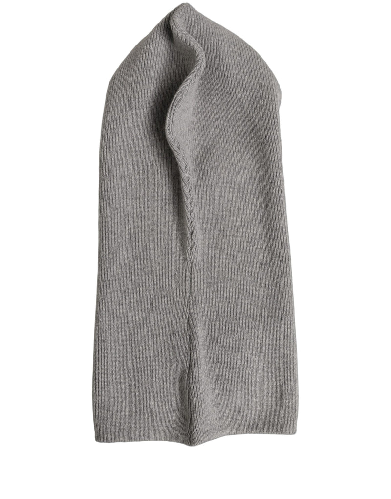 Dolce & Gabbana Homme Cagoule Bonnet Écharpe Tricot Côtelé Laine Grise Taille Unique