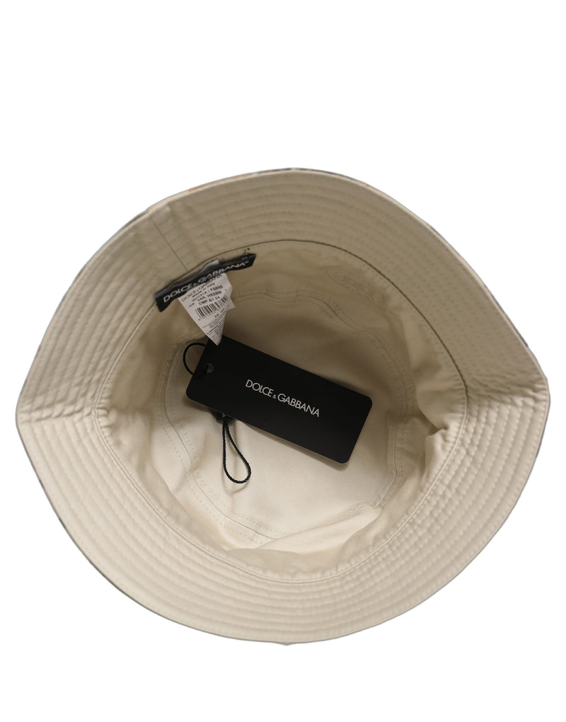 Dolce & Gabbana Casquette Bob Large Bord Homme Beige Fleuri