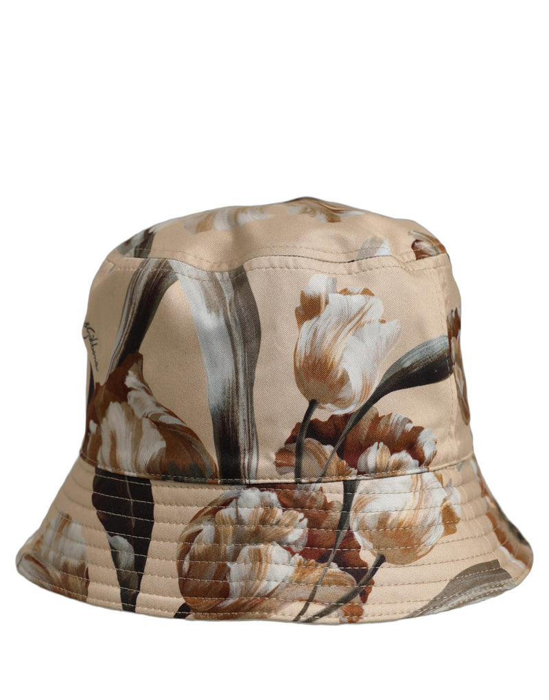Dolce & Gabbana Casquette Bob Large Bord Homme Beige Fleuri
