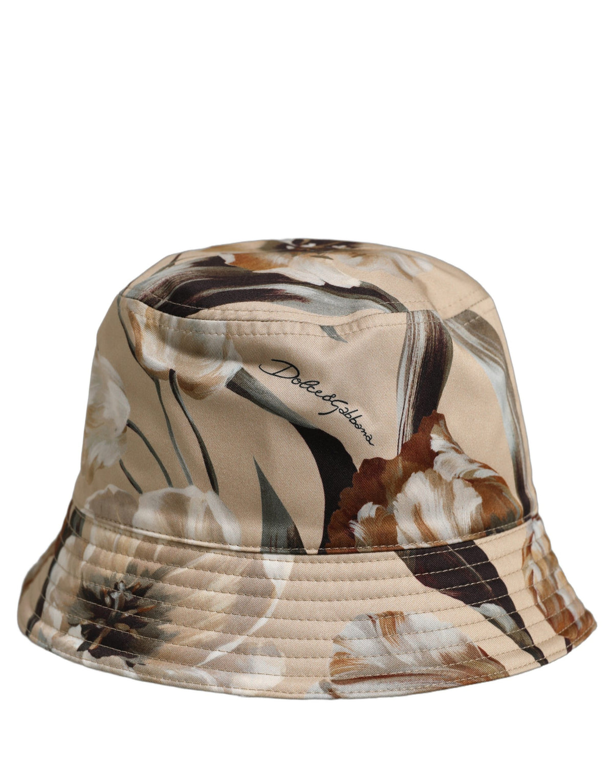Dolce & Gabbana Casquette Bob Large Bord Homme Beige Fleuri