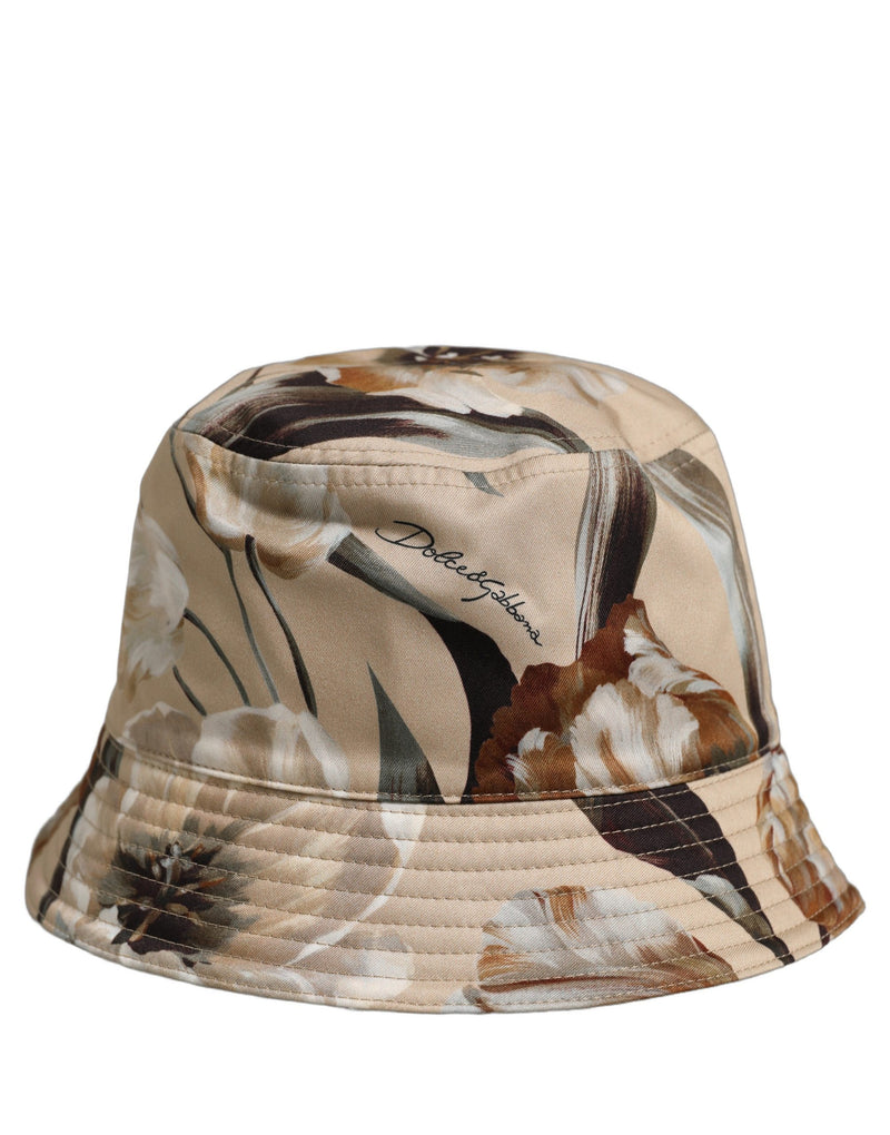 Dolce & Gabbana Casquette Bob Large Bord Homme Beige Fleuri