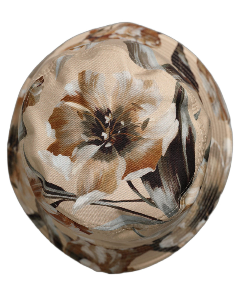 Dolce & Gabbana Casquette Bob Large Bord Homme Beige Fleuri