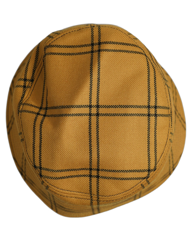 Dolce & Gabbana Casquette Bob Homme à Carreaux Jaune Foncé et Bord Large
