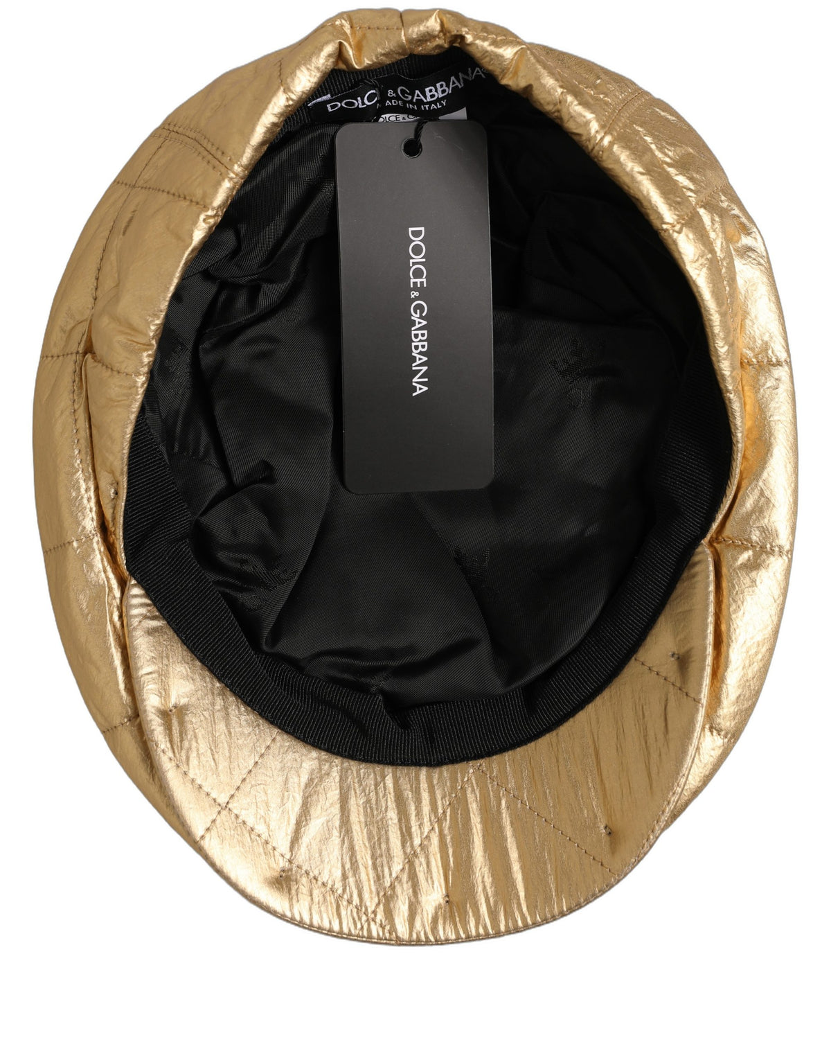 Casquette Newsboy matelassée large dorée Dolce & Gabbana pour homme