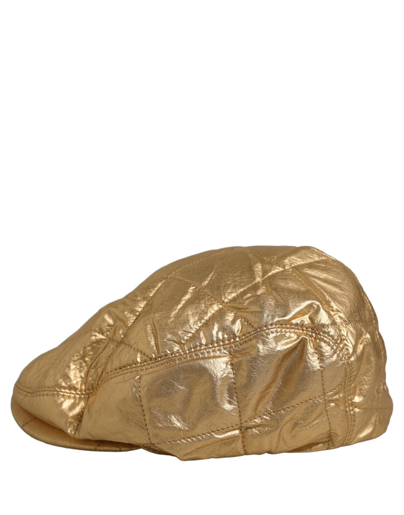 Casquette Newsboy matelassée large dorée Dolce & Gabbana pour homme