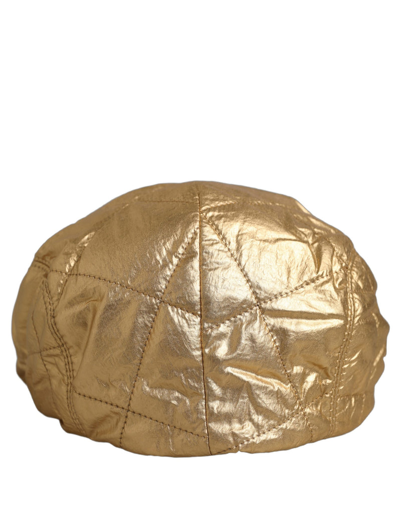 Casquette Newsboy matelassée large dorée Dolce & Gabbana pour homme