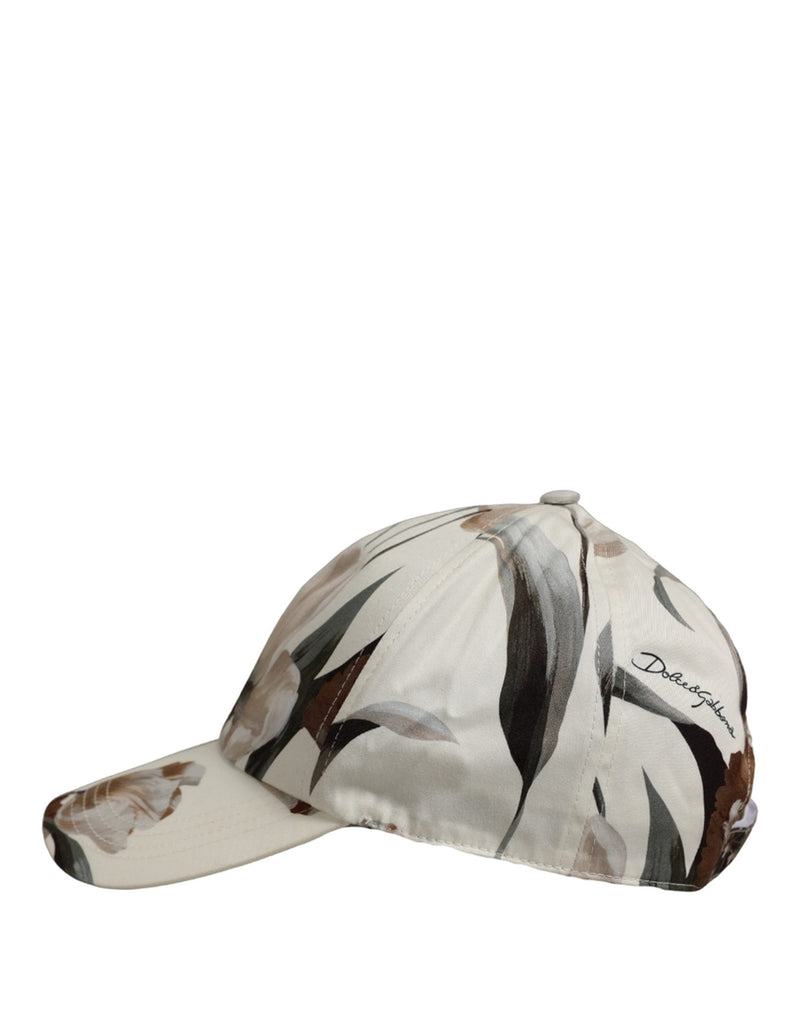 Casquette de baseball en coton beige à fleurs Dolce & Gabbana pour homme