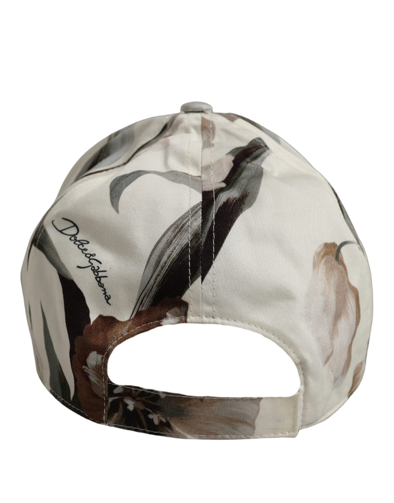 Casquette de baseball en coton beige à fleurs Dolce & Gabbana pour homme